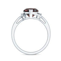 Genuine 8mm Garnet Heart Shaped Engagement Ring with Diamond