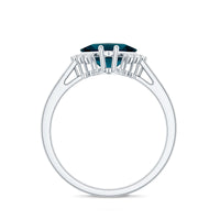 Princess Cut London Blue Topaz Engagement Ring with Diamond