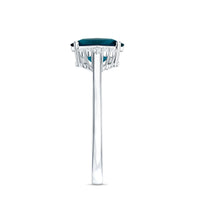 Princess Cut London Blue Topaz Engagement Ring with Diamond