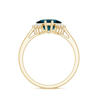 Princess Cut London Blue Topaz Engagement Ring with Diamond
