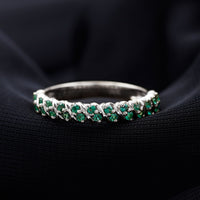 Certified Lab Grown Emerald Half Eternity Anniversary Band