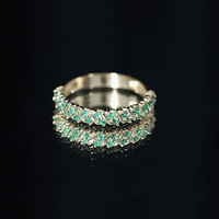 Unique Half Eternity Wedding Band with Round Emeralds