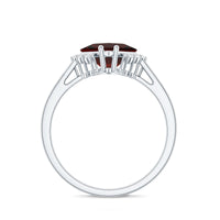 Certified Natural Garnet Princess Cut Engagement Ring with Diamond