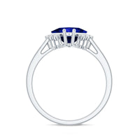 Certified 1.5 Carat Princess Cut Lab Grown Blue Sapphire Engagement Ring with Diamond
