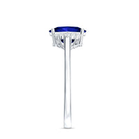 Certified 1.5 Carat Princess Cut Lab Grown Blue Sapphire Engagement Ring with Diamond