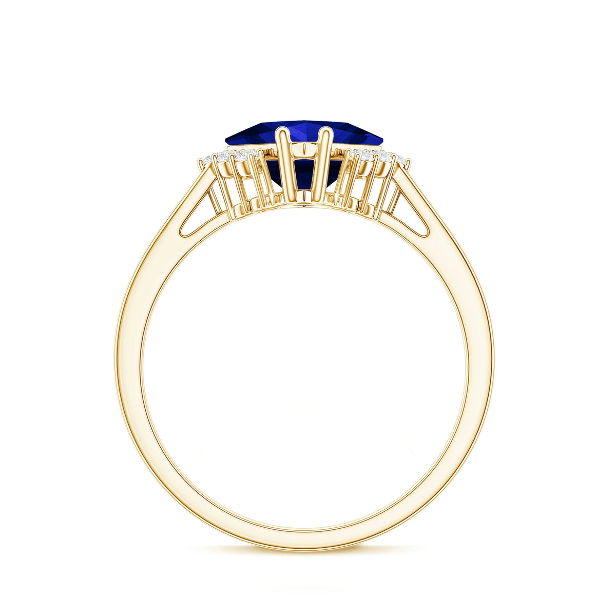 Certified 1.5 Carat Princess Cut Lab Grown Blue Sapphire Engagement Ring with Diamond