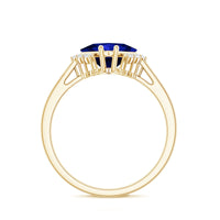 Certified 1.5 Carat Princess Cut Lab Grown Blue Sapphire Engagement Ring with Diamond