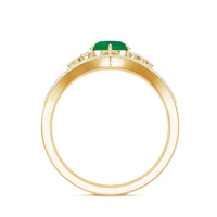 Natural Emerald Diamond Wedding Bridal Ring Set of 2