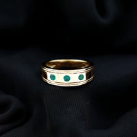 Emerald Minimal Band Ring in Gypsy Setting