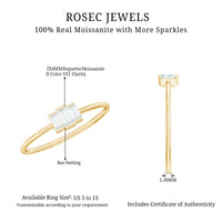 Minimalist Baguette Cut Moissanite 3 Stone Promise Ring