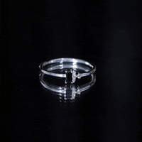 Dainty Black Spinel and Diamond Promise Ring for Her
