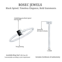 Dainty Black Spinel and Diamond Promise Ring for Her