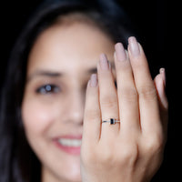Dainty Black Spinel and Diamond Promise Ring for Her