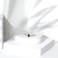 Dainty Black Spinel and Diamond Promise Ring for Her