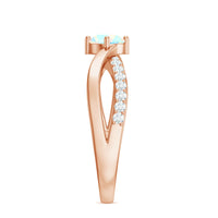 Natural Ethiopian Rainbow Opal diamond engagement ring with twisted shank, featuring colorful opal and sparkling diamonds from Rosec Jewels.