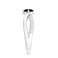 Certified black spinel promise ring with diamond accents by Rosec Jewels, featuring a sleek band and sparkling gemstones.