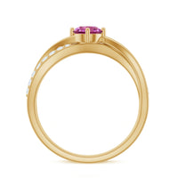 Pink tourmaline solitaire and diamond infinity ring by Rosec Jewels, showcasing a sparkling pink gemstone and elegant design.