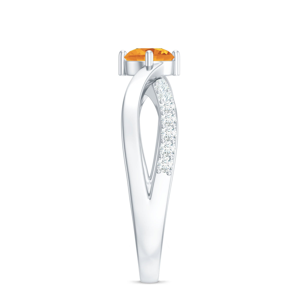 Certified real citrine engagement ring with diamond criss-cross shank featuring a large central citrine gemstone and intricate band design.
