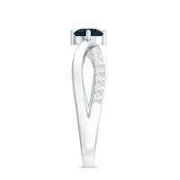 Rosec Jewels London Blue Topaz proposal ring with diamond, featuring a stunning blue gemstone and elegant band design.
