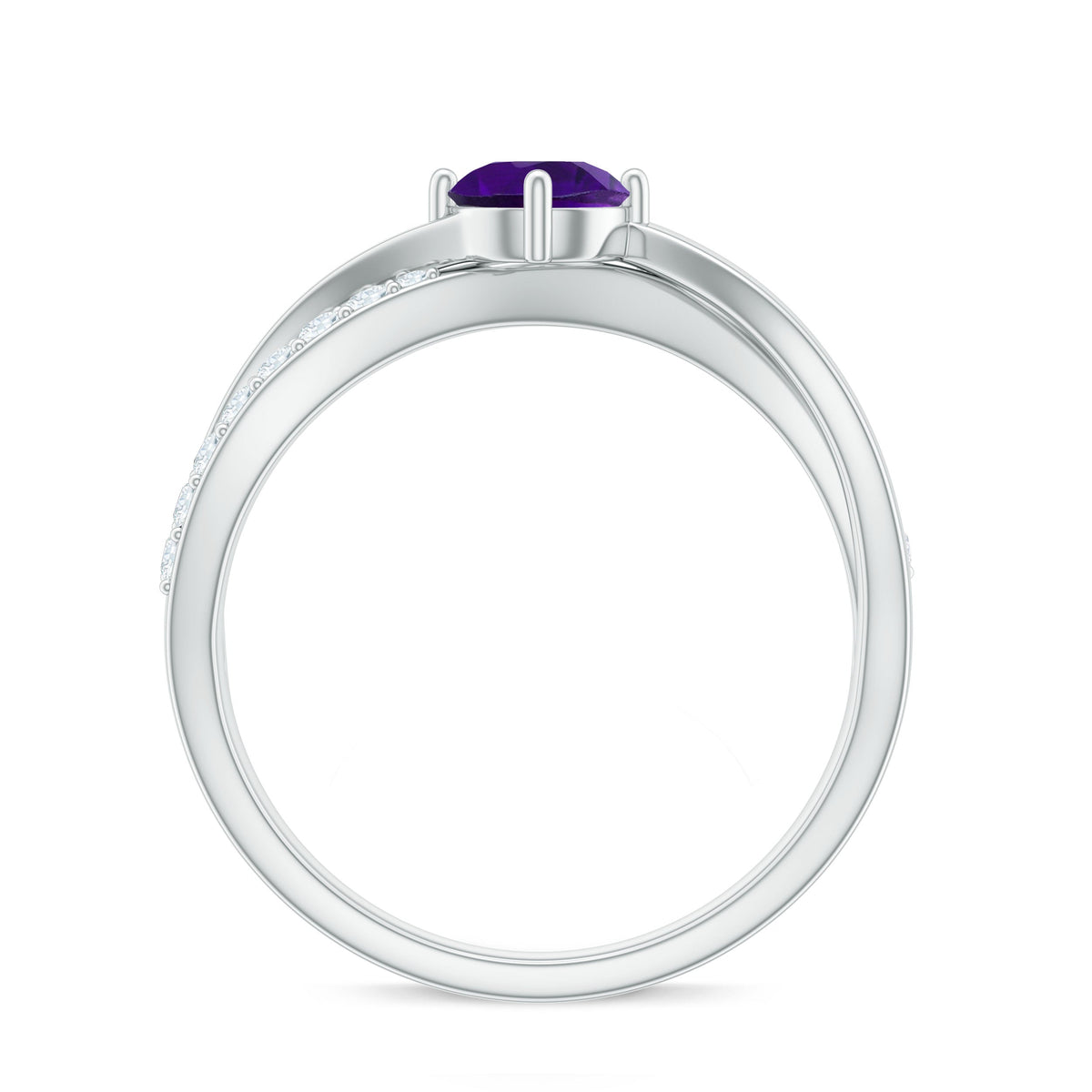 Real amethyst diamond infinity engagement ring for women featuring a stunning amethyst gemstone and sparkling diamonds by Rosec Jewels.