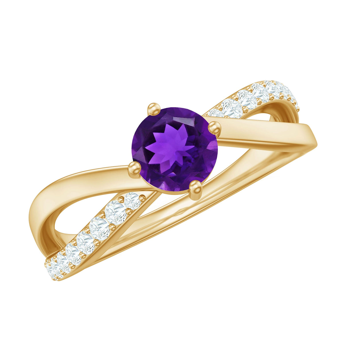 Real amethyst and diamond infinity engagement ring for women, featuring elegant design and Rosec Jewels branding.