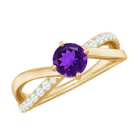 Real amethyst and diamond infinity engagement ring for women, featuring elegant design and Rosec Jewels branding.