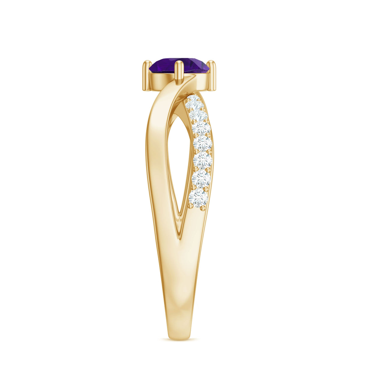 Real amethyst diamond infinity engagement ring for women featuring a rose gold band and sparkling gemstones by Rosec Jewels