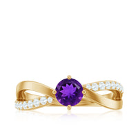 Real amethyst diamond infinity engagement ring for women featuring a rosec Jewels design with sparkling gemstones and intricate band details.