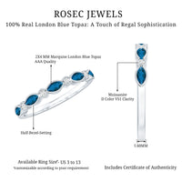 Genuine London Blue Topaz Half Eternity Ring in Bezel Set