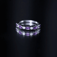 Real Marquise Cut Amethyst Eternity Anniversary Ring in Silver