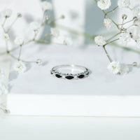 Certified Black Onyx Half Eternity Ring with Moissanite