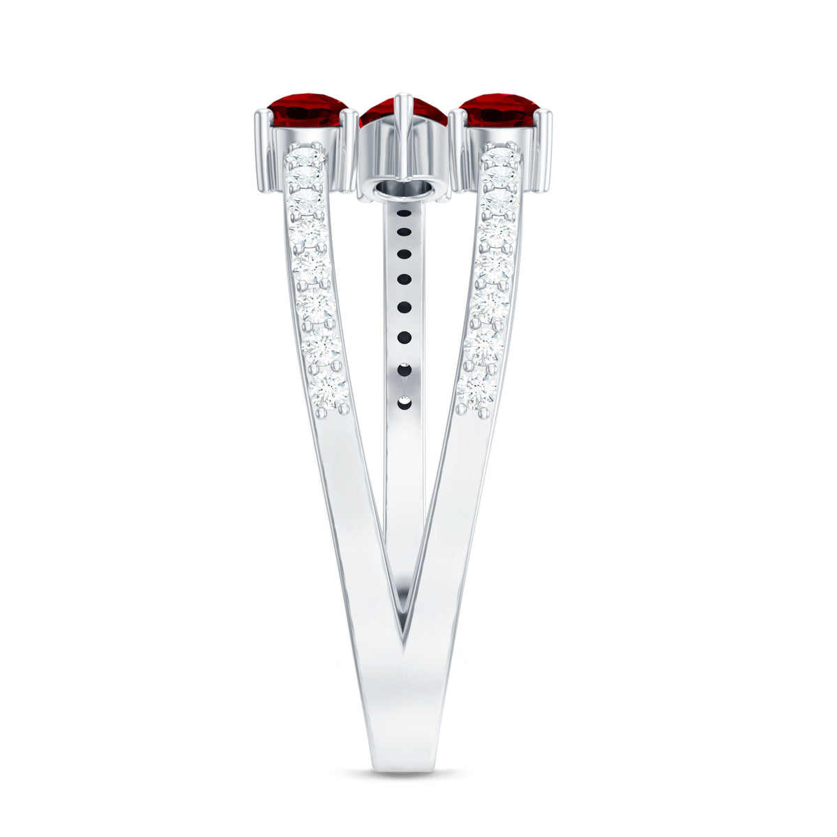 Pear Shaped Lab Grown Ruby 3 Stone Anniversary Ring
