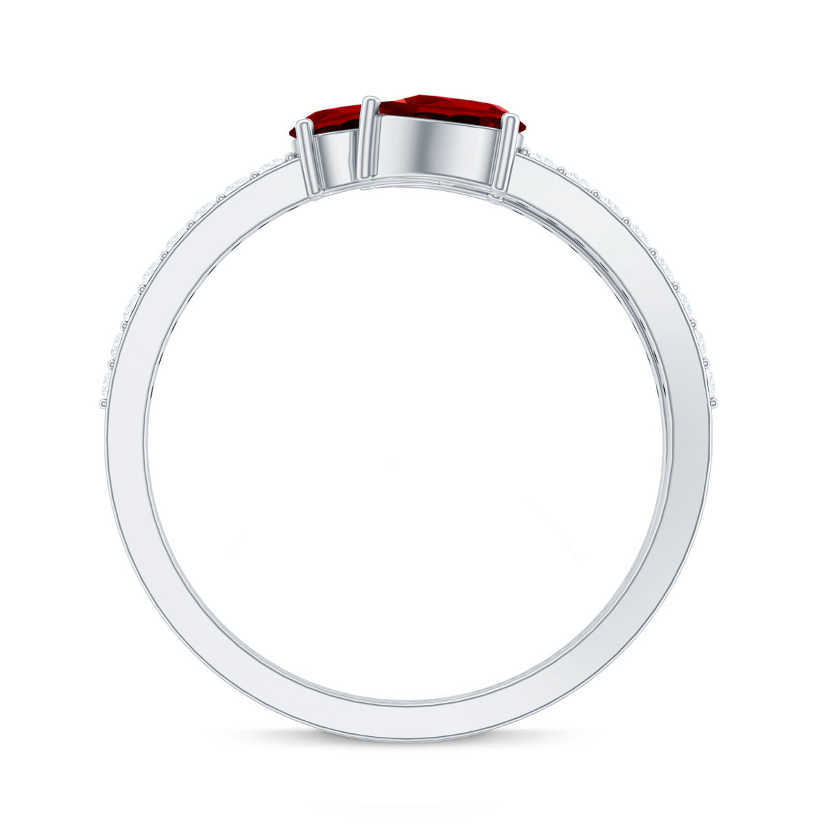 Pear Shaped Lab Grown Ruby 3 Stone Anniversary Ring