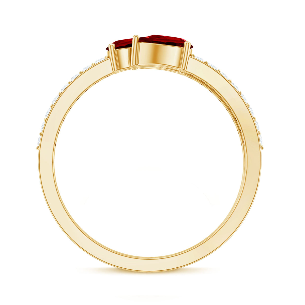 Pear Shaped Lab Grown Ruby 3 Stone Anniversary Ring