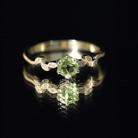 Peridot and Diamond Promise Ring with Beaded Detailing