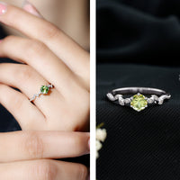 Peridot and Diamond Promise Ring with Beaded Detailing