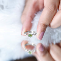Peridot and Diamond Promise Ring with Beaded Detailing