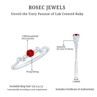 Lab Created Ruby and Diamond Leaf Promise Ring