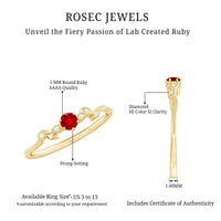 Lab Created Ruby and Diamond Leaf Promise Ring
