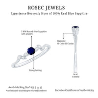Real Blue Sapphire and Diamond Leaf Inspired Promise Ring