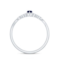 Real Blue Sapphire and Diamond Leaf Inspired Promise Ring