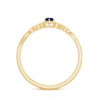 Real Blue Sapphire and Diamond Leaf Inspired Promise Ring