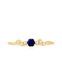 Real Blue Sapphire and Diamond Leaf Inspired Promise Ring