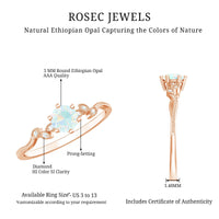 Nature Inspired Ethiopian Opal Promise Ring with Diamond
