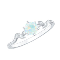 Nature Inspired Ethiopian Opal Promise Ring with Diamond