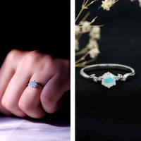 Nature Inspired Ethiopian Opal Promise Ring with Diamond