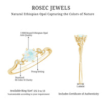 Nature Inspired Ethiopian Opal Promise Ring with Diamond