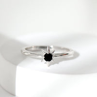 Genuine Black Spinel Sunburst Promise Ring for Women