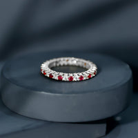 Natural Ruby Diamond Eternity Ring for Anniversary