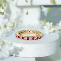 Natural Ruby Diamond Eternity Ring for Anniversary